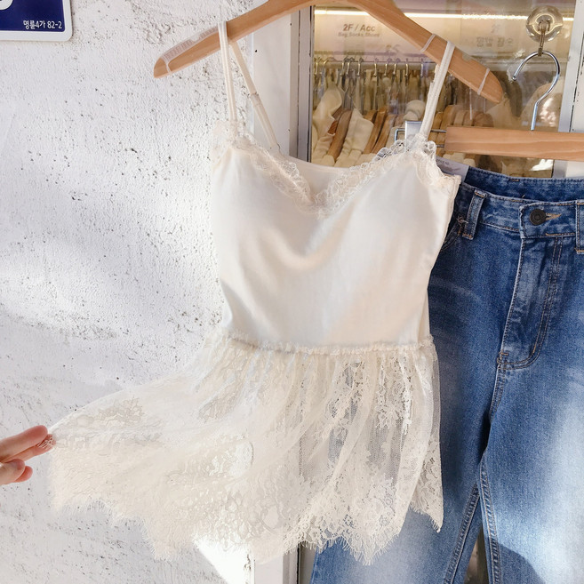 (캡내장) 이너 레이스 뷔스티에 나시