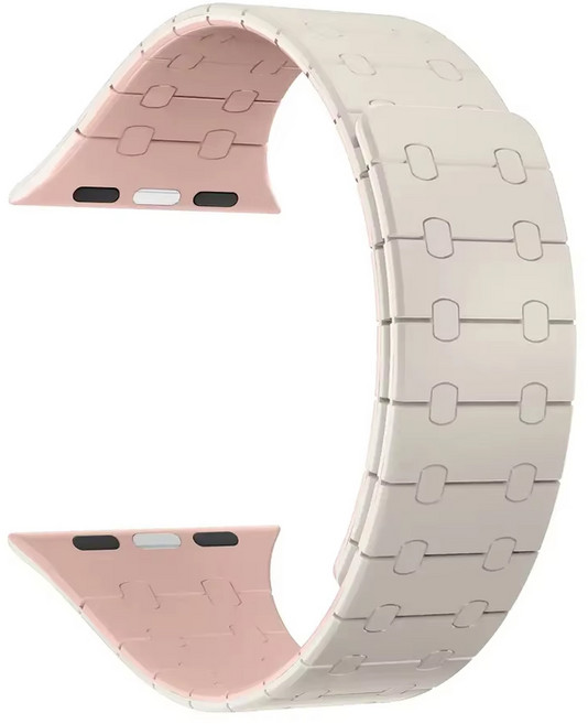 사라밴드 애플워치 호환 마그네틱 플렉스 실리콘 스트랩, 42/44/45/49mm, 스타라이트 + 핑크