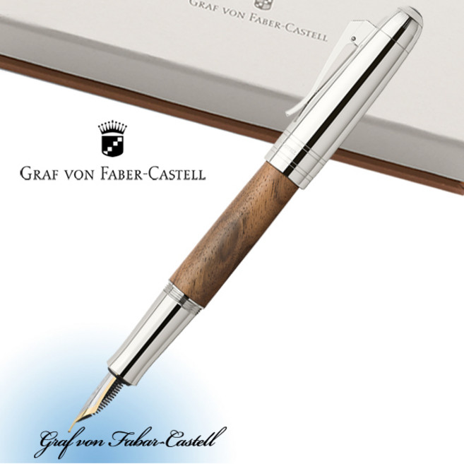 그라폰 파버카스텔 매그넘 월넛우드 만년필 + 75ml 병잉크 포함, 각인있음, EF촉(가는촉)