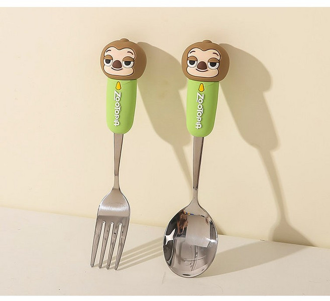 주토피아 캐릭터 스푼 포크세트 숟가락 어린이 유아 키즈 수저세트, 1세트, 스푼포크, 플래시