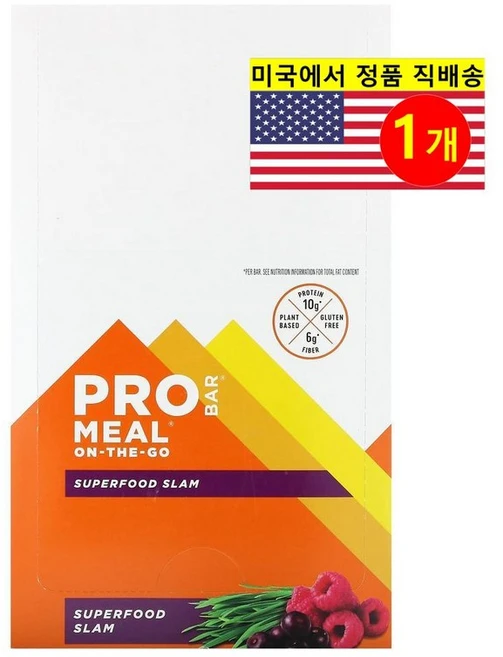 ProBar 운동 전 후 슈퍼푸드 슬램 프로틴 스낵 12개입 1020g 1개, 1.02kg - 쿠팡