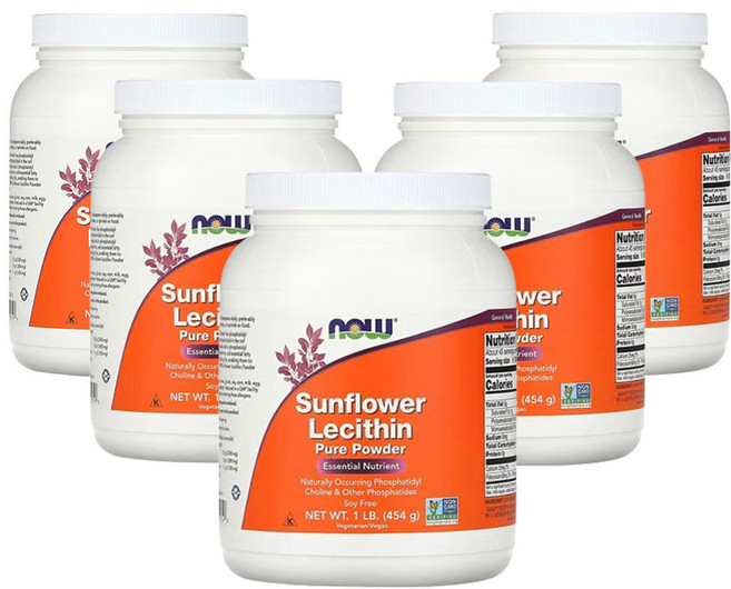 NOW Foods 해바라기 레시틴 퓨어 파우더 454g(1lb) x 5 칼슘 칼륨 인, 454g, 5개