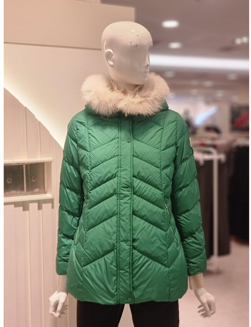 크로커다일레이디 폭스퍼 후드탈부착 사선 퀼팅 다운 점퍼 CLDWDW206