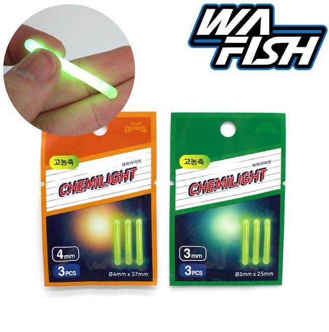청룡조구 케미라이트 3개입3mm4mm 밤낚시 기본형