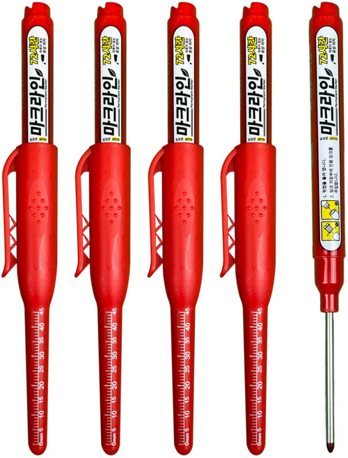 마크라인 45mm 목공용 마커펜 다용도 장시간 사용가능, 레드, 5개