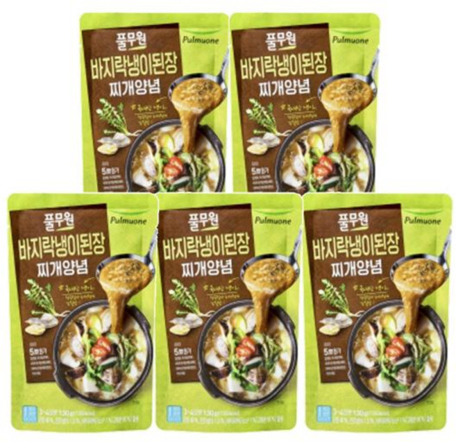 풀무원 바지락냉이된장찌개양념 130g, 5개