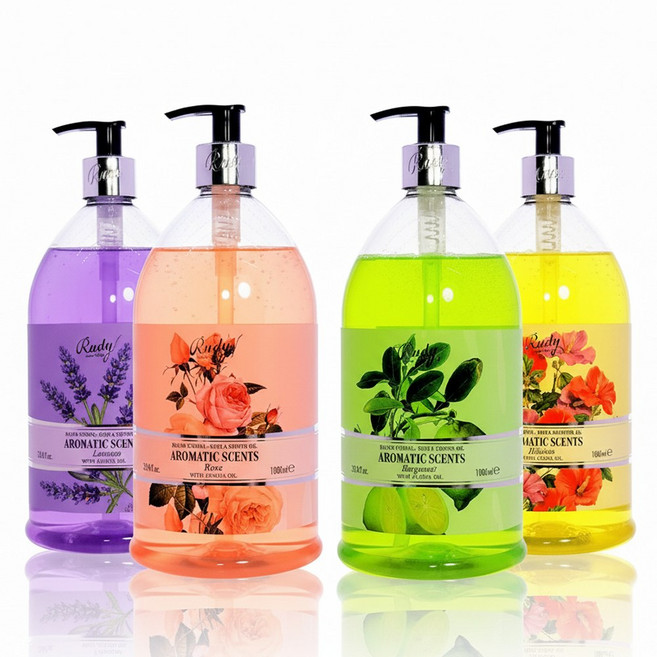 매끄럽고 향기나는 피부 [루디프로푸미/이탈리아] 아로마틱 센츠 바스폼 샤워젤 바디워시 바디클린져 대용량 1000ml 라벤더 로즈 베르가못 히비스커스, 1개, 1L