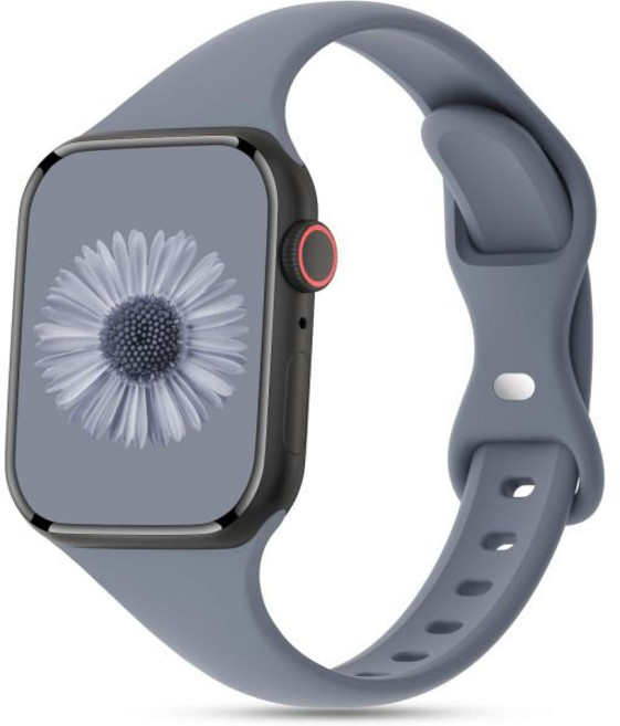 워치 스트랩 원클릭 커스텀 호환 Apple Watch 밴드와 호환되는 슬림 실리콘 밴드 38mm 40mm 41mm 44mm 45mm 46mm 49mm 얇은 소프트 스포츠 좁은, Blue Gray, 38/40/41/42mm