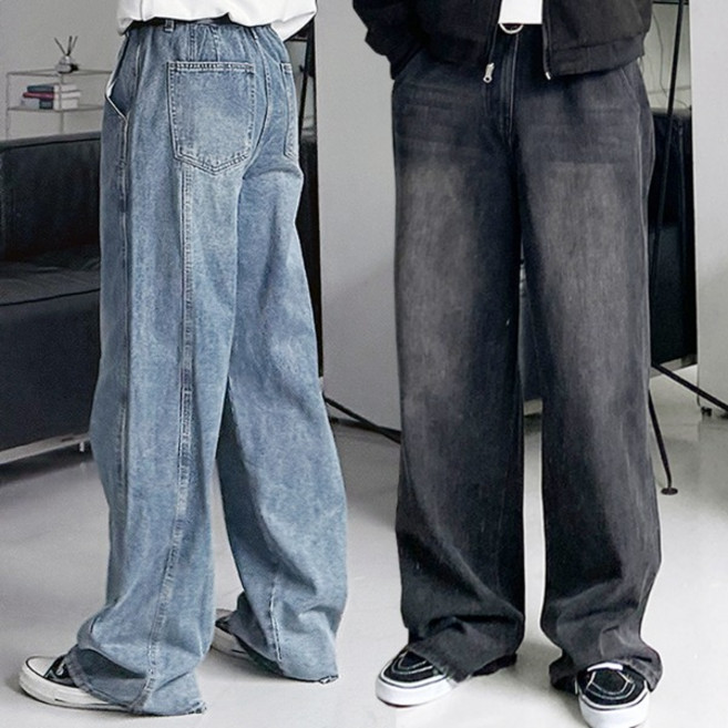 스윗 숏/기본/롱 S-2XL 뒷절개 와이드 데님 청바지