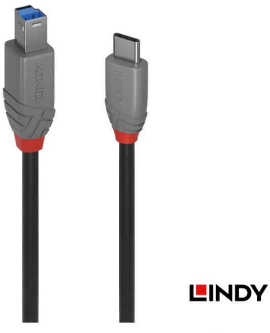 LINDY USB 3.2 Gen1 Type-C 轉 Type-B 印表機傳輸線, 1個