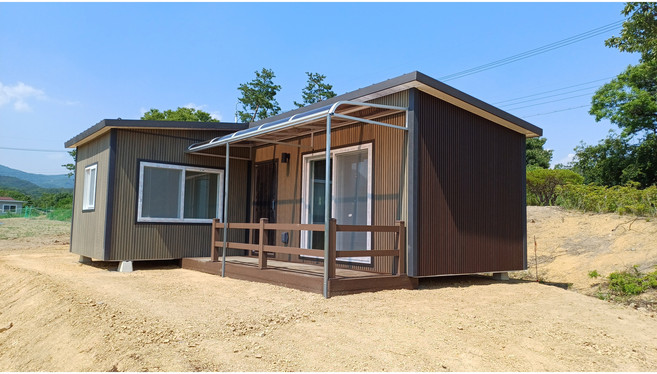 체류형쉼터 10평 엠블럭사이딩 테라스 농촌 농막 이동식 주택 [ 농막 체류형쉼터부문 대상수상 기업]