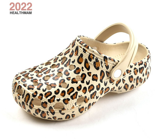 헬스맘 여성용 호피무늬 통굽 키높이 슬리퍼 샌들 초경량 160g