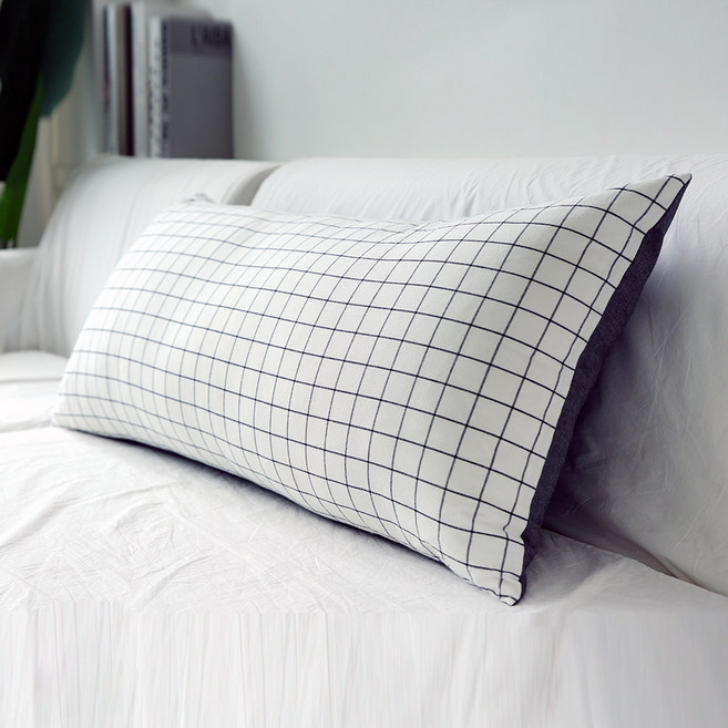 스타일공간 데일리 등쿠션 대쿠션 대형 커버, W체크화이트 (솜미포함)