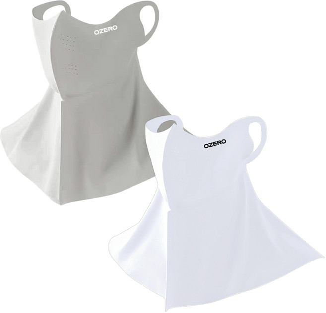 오제로 UV 자외선 차단 골프 쿨링 마스크 얼굴 햇빛가리개 등산 낚시 자전거, 화이트+그레이, 2개