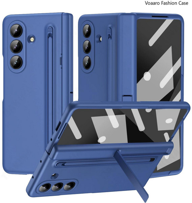 갤럭시 Z 폴드 7 6 슬림 5 4 3 SE W25 스프링 펜 보관 케이스용 페달 힌지 보호 전면 필름 터치펜 포함, 05 Z Fold 6 Slim, 01 Case With Touch Pen, 03 파란