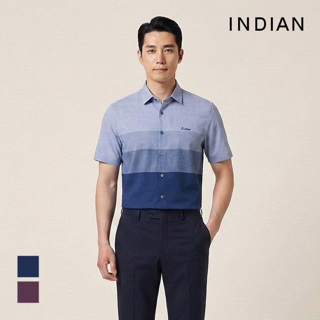 인디안 INDIAN 한기장 반팔셔츠._MITNS3M3401