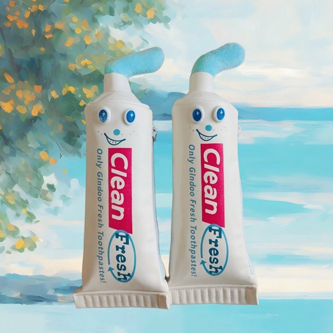 릴스베이 빈티지 치약 모양 파우치 필통, 화이트, 1개