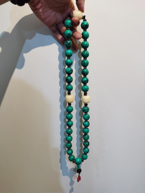 綠松石 珠串 手串 37顆珠 長度43釐米 重303克, 詳情見包裝