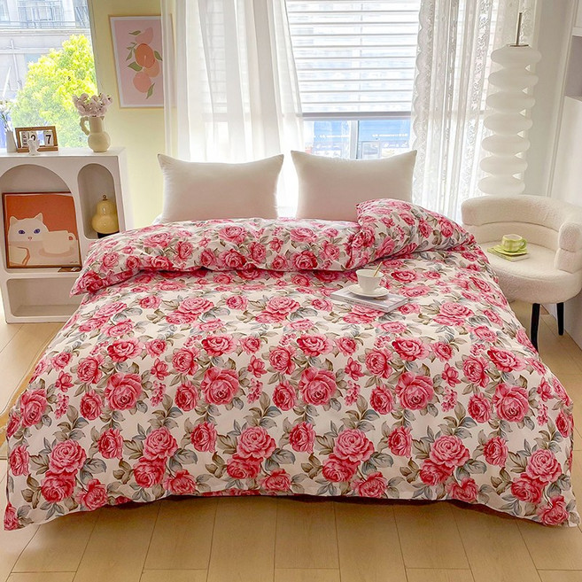 꽃 인쇄 이불 커버 붉은 색 빨 이불 커버, 유형 4, S 150*200cm