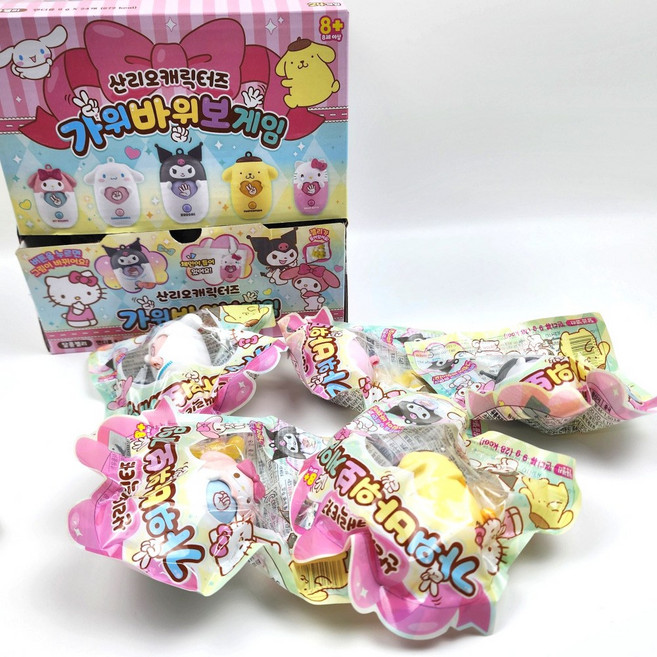 [무료배송/당일배송] 산리오 가위바위보 게임 피규어 키링 가방고리 캐릭터 장난감 [엘리빅마켓], 8.가위바위보산리오키링_풀1박스(24개), 24개