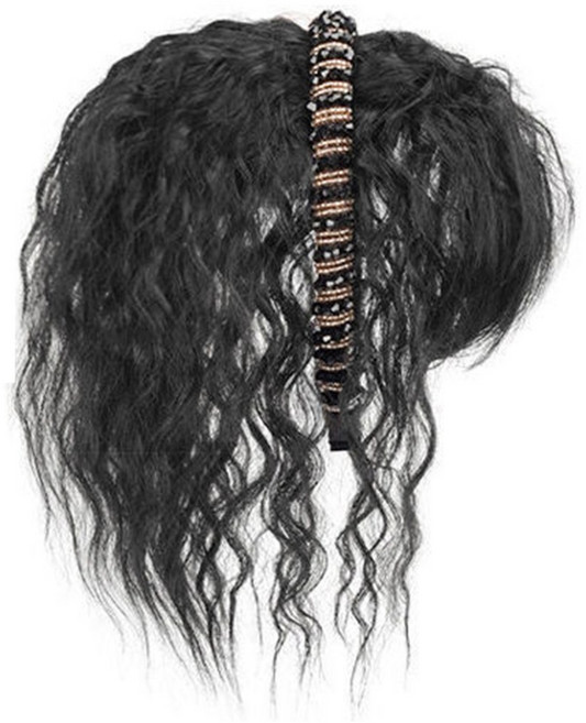 프렌치 에어 뱅스 합성 섬유 헤어피스 내추럴 헤어 익스텐션 3D 헤어피스 컬리 헤어 익스텐션, 스타일 2