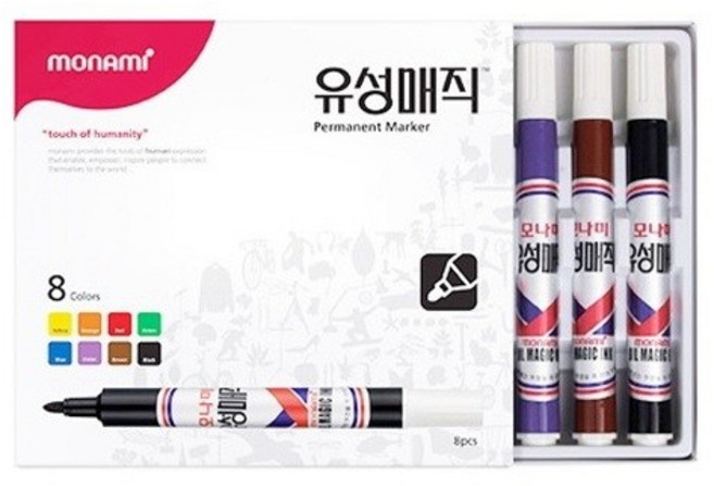모나미 유성매직 세트, 8색, 1세트