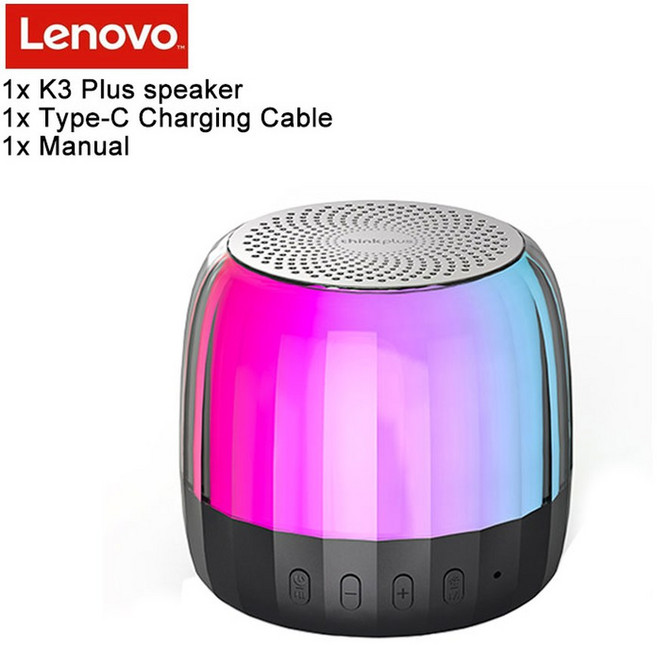 레노버 K3 플러스 무선 미니 RGB 휴대용 프로 플레이어 스피커 USB K3 서브우퍼 블루투스 선물 라이트 야외, 5) K3 Plus RGB, K3 Plus RGB