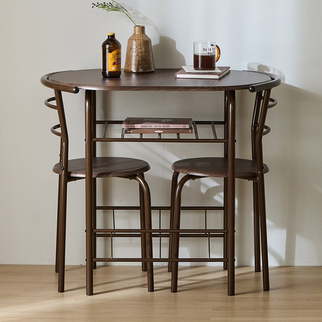 포블리스 미니 2인 식탁세트 800, 브라운x월넛