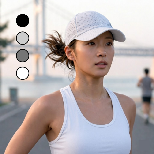 굿새로이 초경량 메쉬 스포츠캡 러닝모자, 1개, 화이트