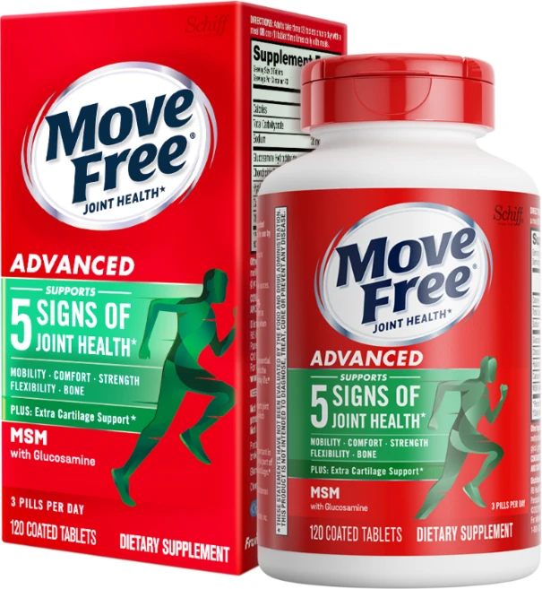 쉬프 무브 프리 조인트 헬스 어드밴스드 플러스 MSM 글루코사민 + 콘드로이틴 코티드 타블렛, 3개, 120정 - 쿠팡