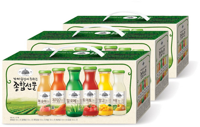 가야농장 주스 6종 종합선물세트, 180ml, 36개