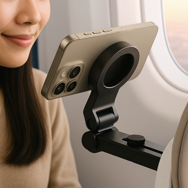 하루포유 맥세이프 360도 회전 기내 폰 거치대, 블랙