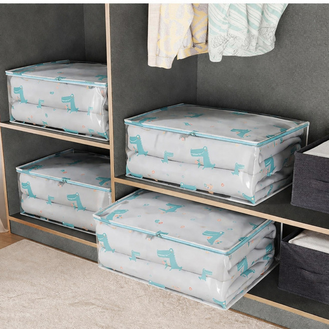 이불 수납함 대용량 옷 정리함 투명 이불정리함 옷수납함 정리박스 2p, 1개, 악어특대1+대1