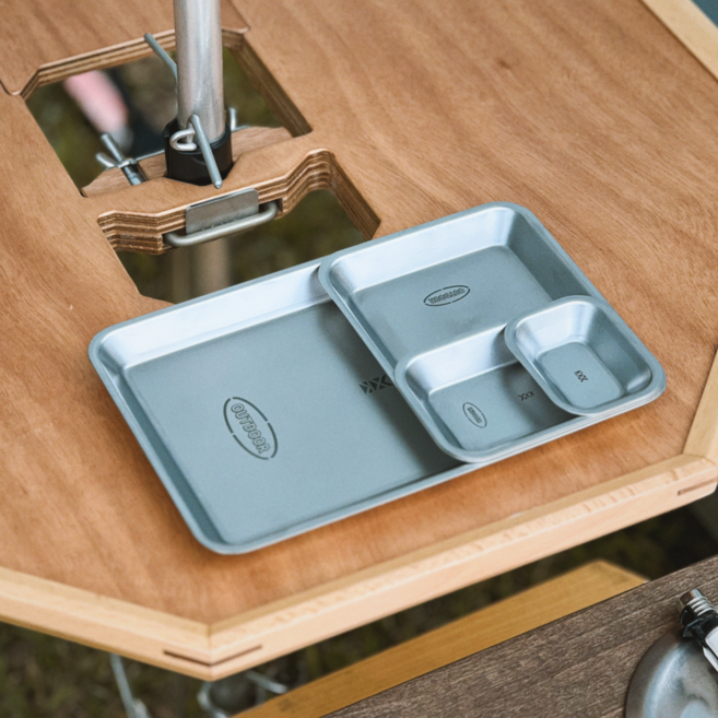 키녹스 캠핑 식기세트 스텐 사각 접시 4종 / 야외용 그릇세트, 1개