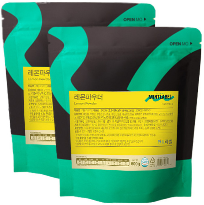 민트라벨 레몬파우더 600g 2개세트, 2개, 1개입
