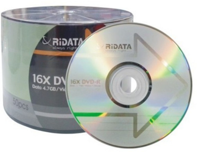 RIDATA 錸德 DVD-R 光碟片 (16X 4.7GB) (50片/桶), 1個