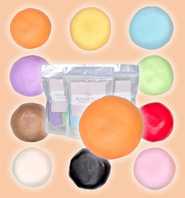 슈가반죽 국내생산 컬러반죽 골라담는 패키지 90g 슈가크래프트 폰던트 파우더 케이크 케익 도우 공예 [원산지:국산], 캐롯오렌지