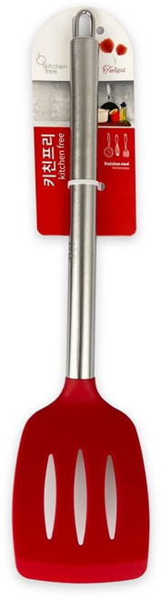 키친프리 실리콘 사각 구멍 뒤집개 스텐 손잡이 조리도구 실리콘뒤집개 주방조리도구 사각뒤집개