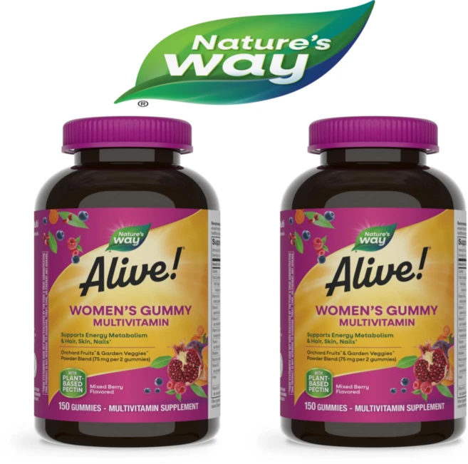 Nature's Way Alive! 네이쳐스 얼라이브 여성용 구미젤리 종합비타민 혼합 베리맛 150개 X 2개, 150정 - 쿠팡