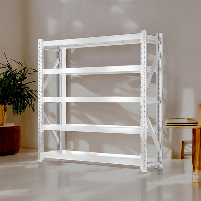 토토랙 5단선반 가로2미터 X 높이2미터 5단수납장 조립식앵글선반 베란다수납장 수납장 철제수납장 세탁실, 화이트 2MX5단X깊이500, 1세트