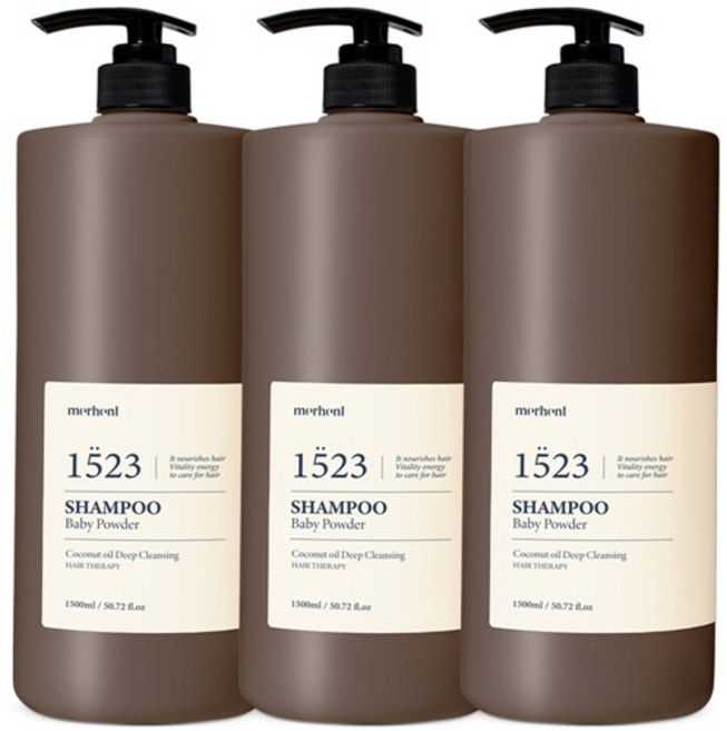 메르헨트 코코넛 오일 딥클렌징 샴푸 베이비파우더향, 3개, 1500ml