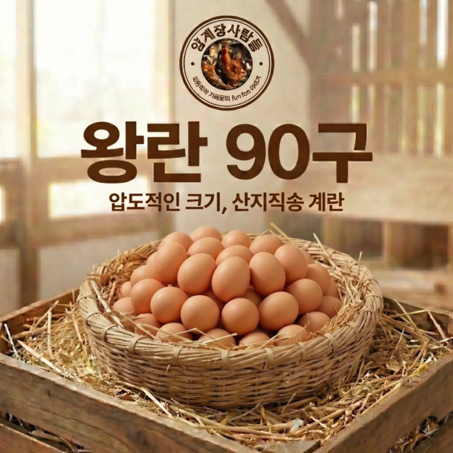 [양계장사람들] 왕란(XXL 68g 이상) 계란 왕란특란대란 달걀 90구, 1개