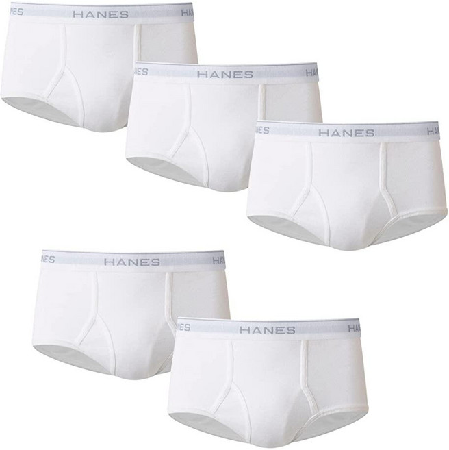 111539 Hanes COMFORT 컴포트Flex 허리 밴드가 있는 남성용 태그 없는 화이트 브리프 - 여러 팩 구입 가능 5팩 Small