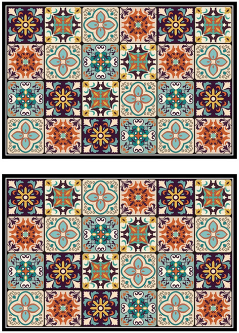 투데이리빙 1+1 빨아쓰는 지중해 타일 패턴 규조토 발매트 욕실 주방 화장실 워셔블 논슬립 매트, 2개, R98601A(A타입