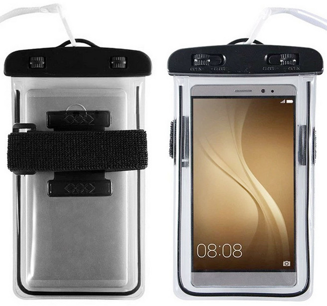 라베코 IPX8 등급 스마트폰 방수백 스포츠 암밴드 넥스트랩, 1개, 블랙