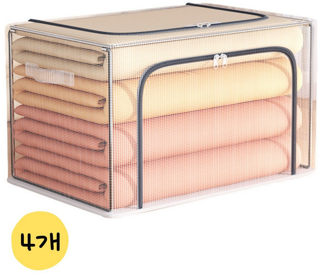 미오 접이식 패브릭 리빙박스 정리 수납박스, 투명, 4개