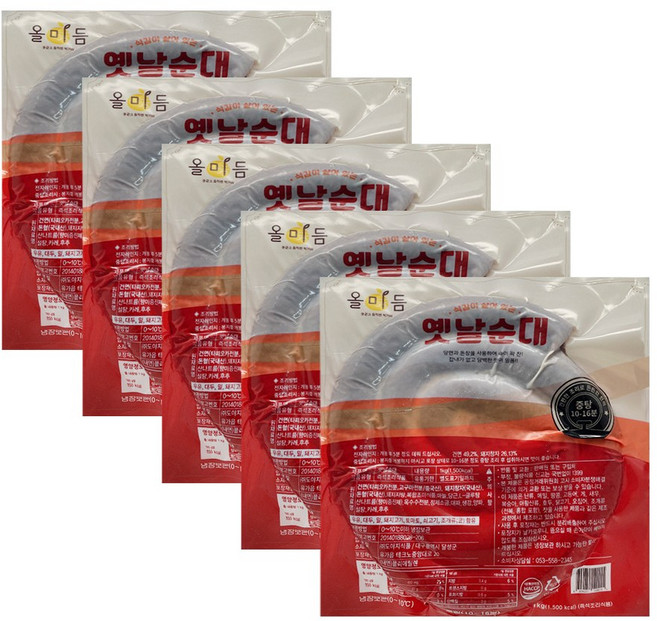올미듬 도야지식품 옛날맛 순대 1kg 5개, 1개, 5kg