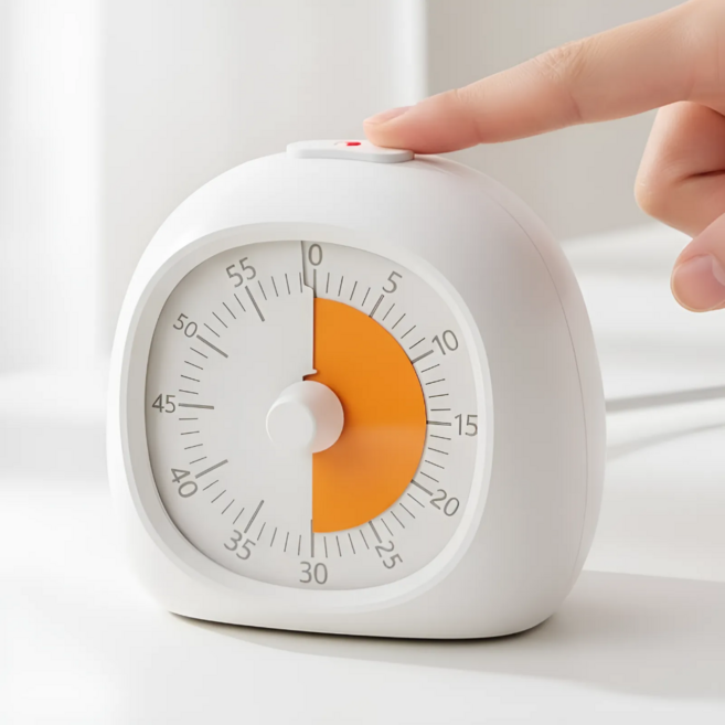 토글리 초집중 무소음 뽀모도로 구글 타이머, 1개, 화이트 시리즈