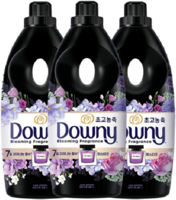 다우니 섬유유연제 퍼퓸 블랙 미스티크 본품 세트 1L x 3p + 200ml, 3개
