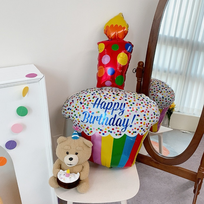 레인보우 컵케이크 생일파티 풍선 DIY